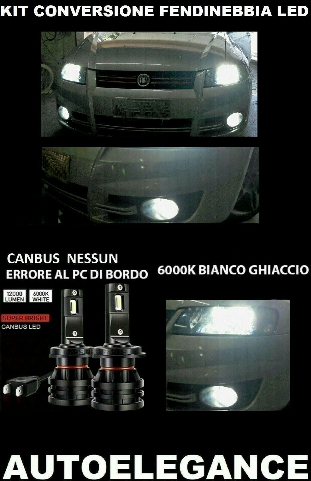 FIAT STILO LED FOG LIGHTS 10.000LM CAMBUS 0032