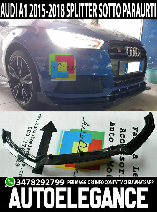 LAMA SOTTO PARAURTI ANTERIORE AUDI A1 2015-2018 ABS NERO SPLITTER