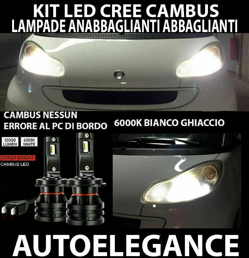 SMART FORTWO 451 LAMPADE ANABBAGLIANTI ABBAGLIANTI LED 16.000LUMEN CAMBUS 0032