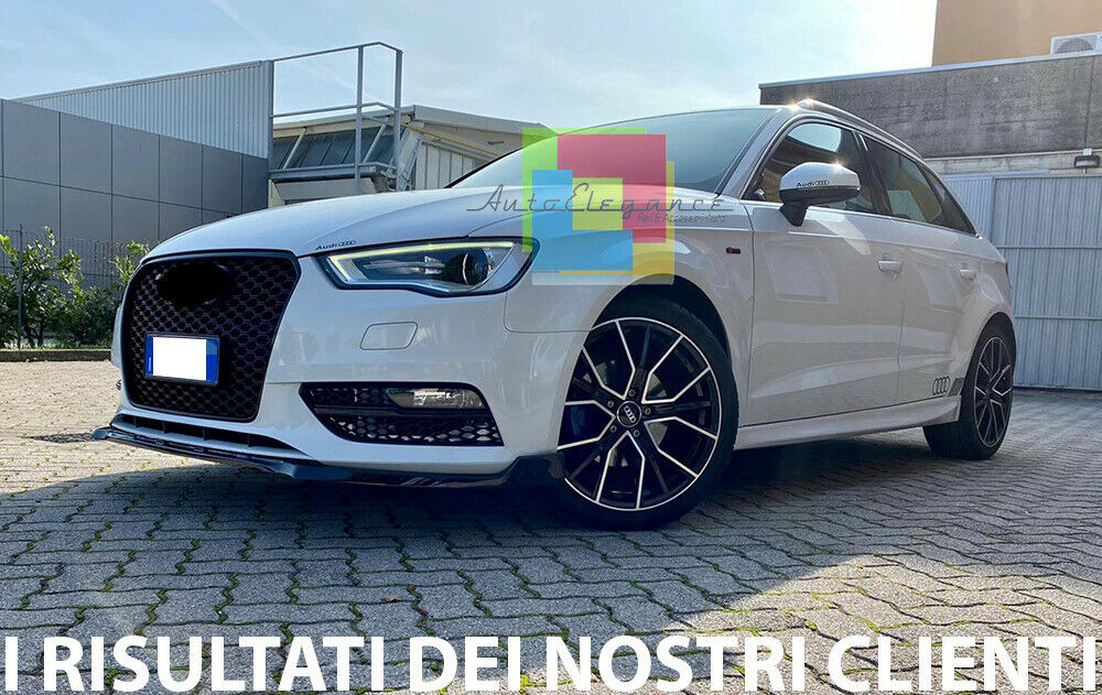 GRIGLIA ANTERIORE NERA NO LOGO PER AUDI A3 8V 2012-2015 CALANDRA RS3 NIDO D'APE