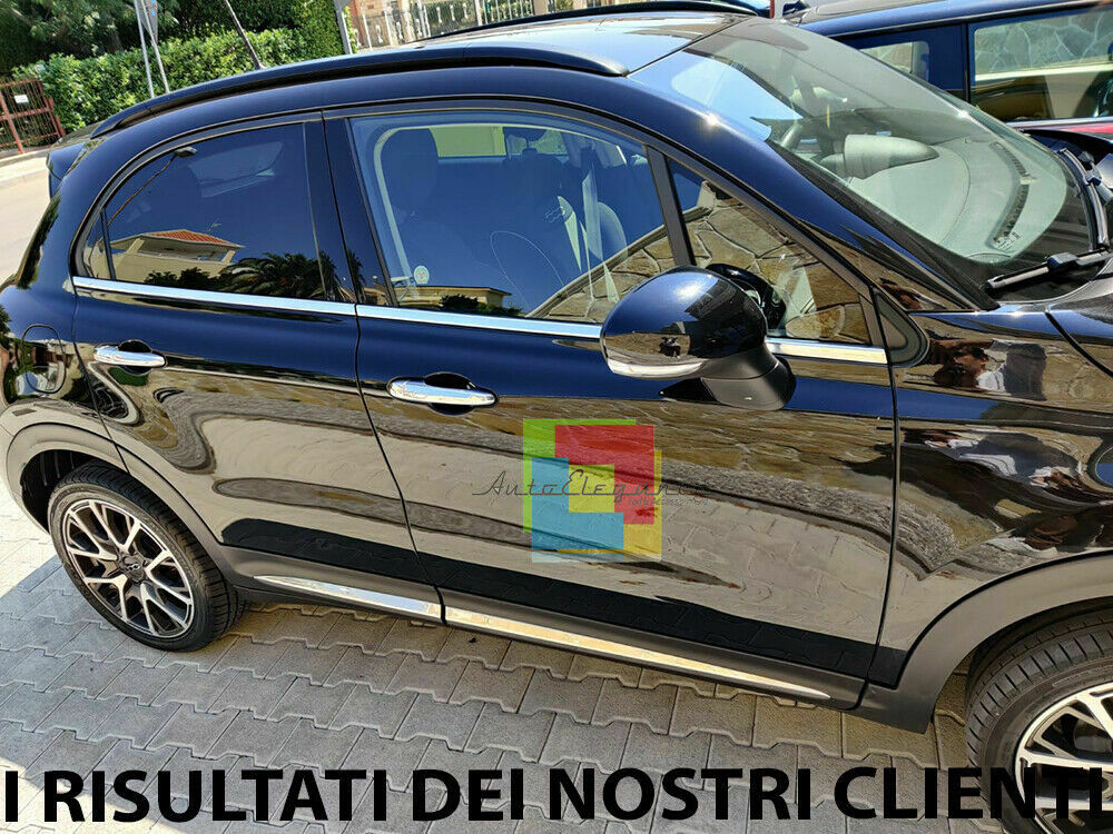 CORNICE FINESTRINI CROMATA FIAT 500X 2014+ MODANATURE ADESIVE ACCIAIO INOX 0032 AUTOELEGANCERICAMBI