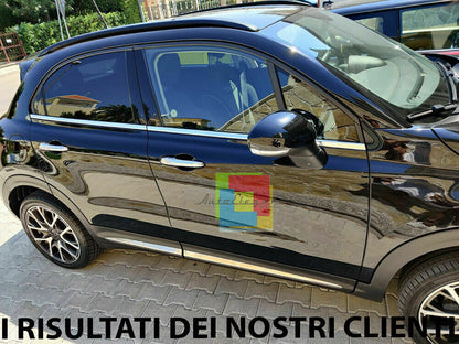 CORNICE FINESTRINI CROMATA FIAT 500X 2014+ MODANATURE ADESIVE ACCIAIO INOX 0032 AUTOELEGANCERICAMBI