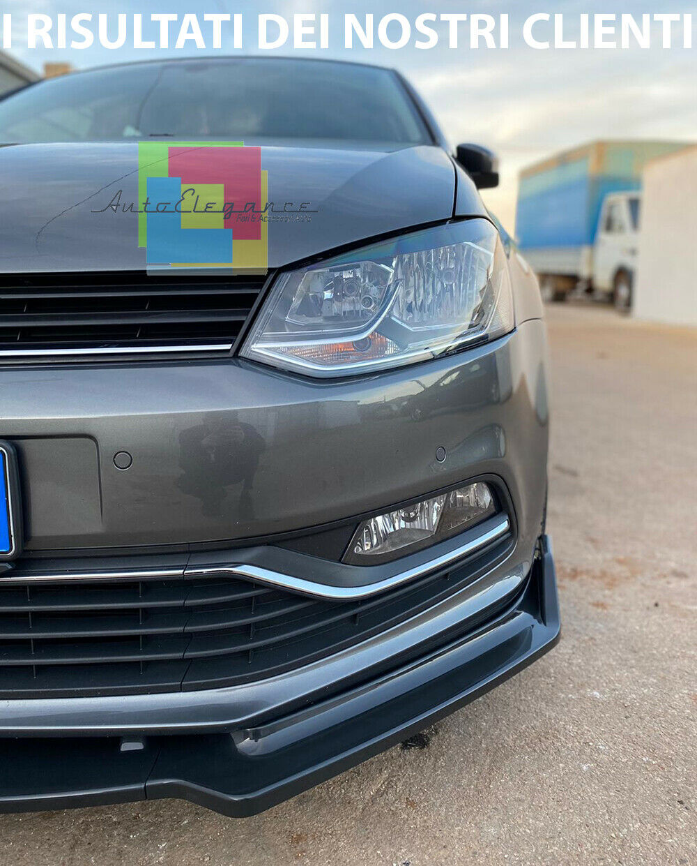 0213 VW POLO 6R 6C SPLITTER PARAURTI ANTERIORE NERO LUCIDO LOOK RS AUTOELEGANCERICAMBI