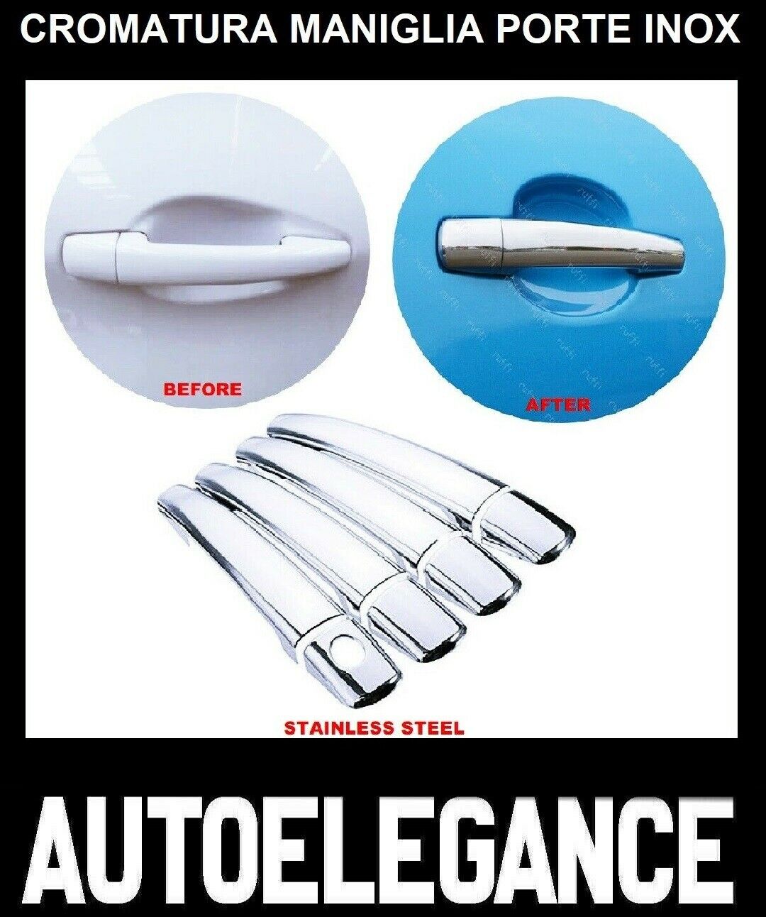 CROMATURA MANIGLIE 4 PORTE CITROEN C3 PICASSO 2010+ ACCIAIO INOX ADESIVO 0032 AUTOELEGANCERICAMBI