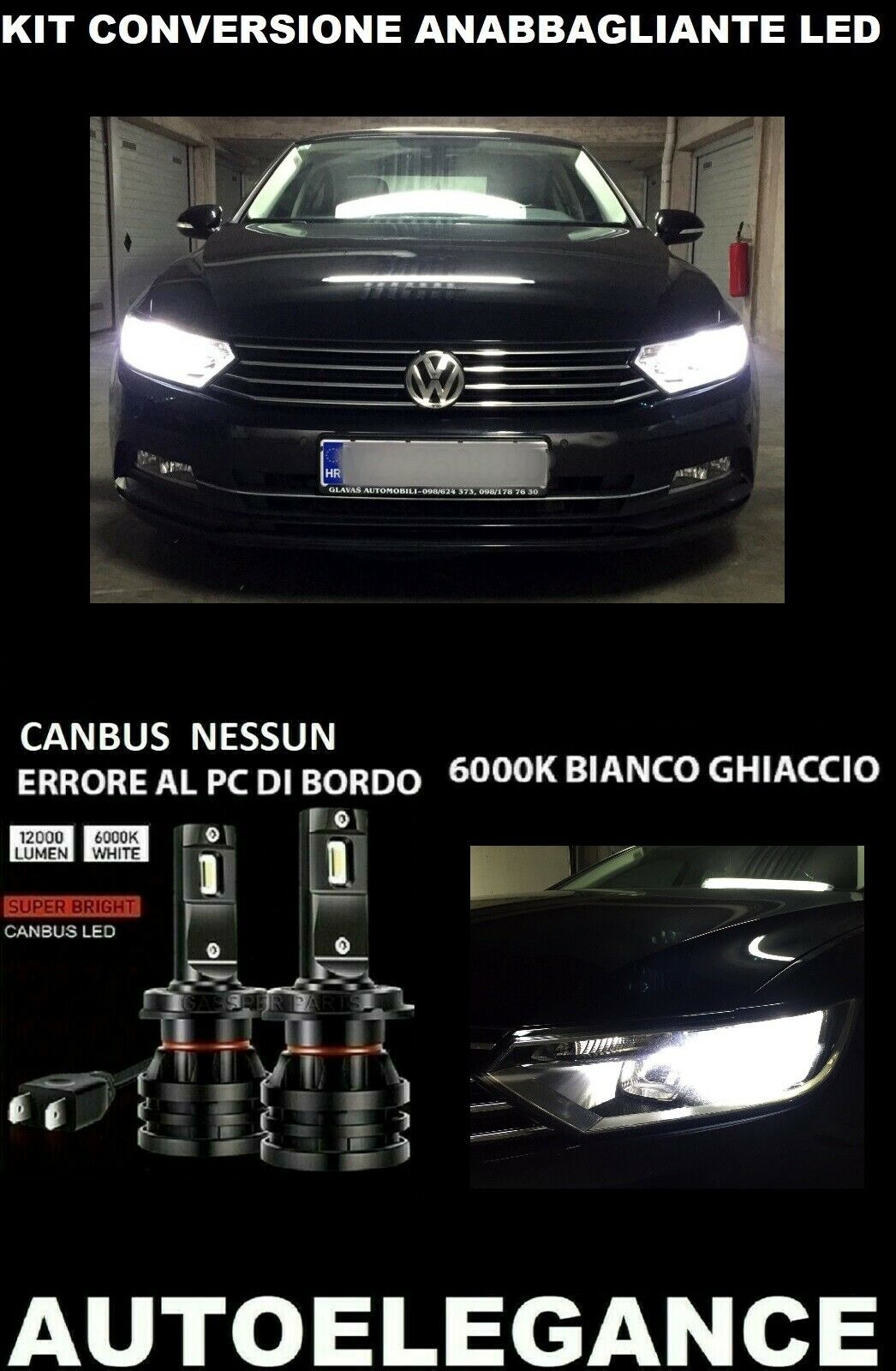 VW PASSAT B8 LOW BEAM LED LAMPS 16.000LM CAMBUS 0032