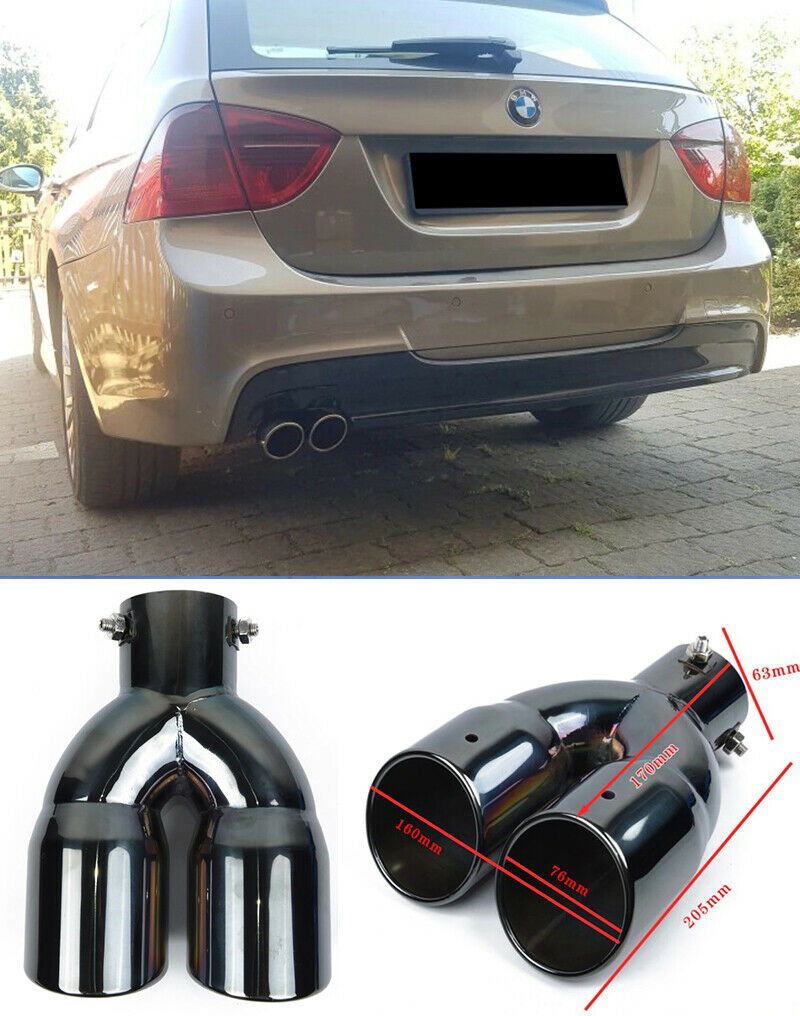 BMW SERIE 3 E90 E91 TERMINALE DI SCARICO ACCIAIO INOX NERO LUCIDO M SPORT AUTOELEGANCERICAMBI