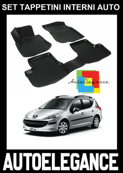 SET TAPPETINI INTERNI AUTO IN GOMMA SU MISURA PEUGEOT 207-207 SW 2006-2012 -AT-