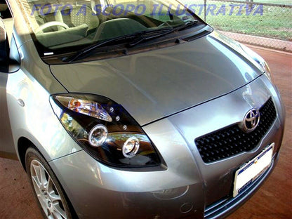 TOYOTA YARIS 2005-2009 FARI ANTERIORI NERI ANGEL EYES LENTICOLARI H1 / H1
