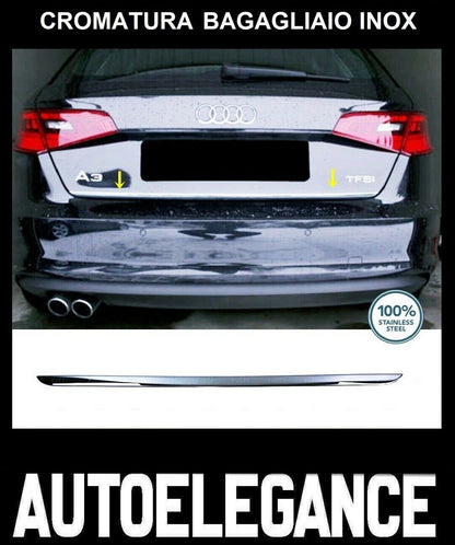 CROMATURA BAGAGLIAIO AUDI A3 8V 2012+ ACCIAIO INOX ADESIVO 0032 AUTOELEGANCERICAMBI