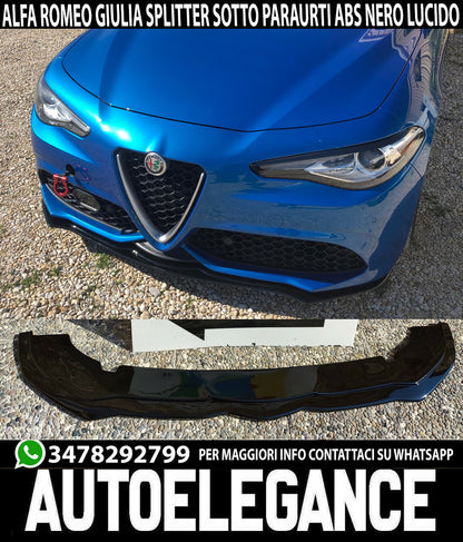 SPLITTER PER ALFA ROMEO GIULIA VELOCE PARAURTI ANTERIORE LAMA SPOILER NERO