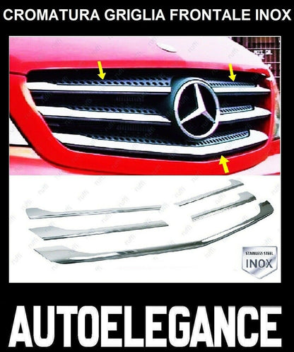 CROMATURA GRIGLIA FRONTALE 5PZ MERCEDES SPRINTER W906 13-18 INOX ADESIVO 0032 AUTOELEGANCERICAMBI