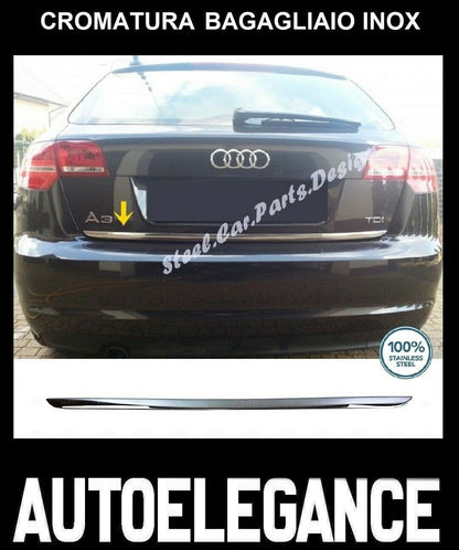 CROMATURA BAGAGLIAIO AUDI A3 8P1 8P7 2003-2012 ACCIAIO INOX ADESIVO 0032 AUTOELEGANCERICAMBI