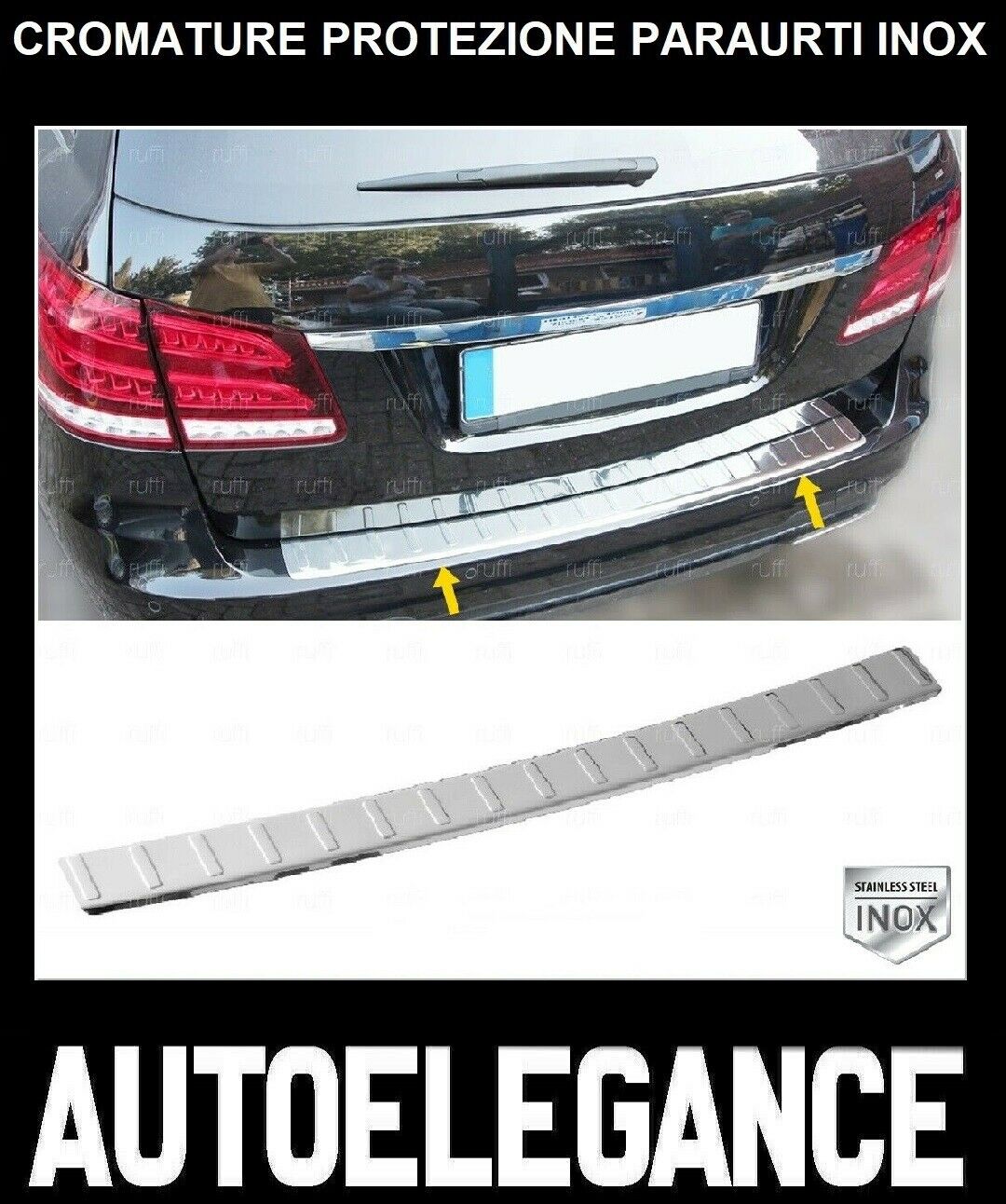 CROMATURA PROTEZIONE PARAURTI POST. MERCEDES E S212 W212 09-16 INOX ADESIVO 0032 AUTOELEGANCERICAMBI