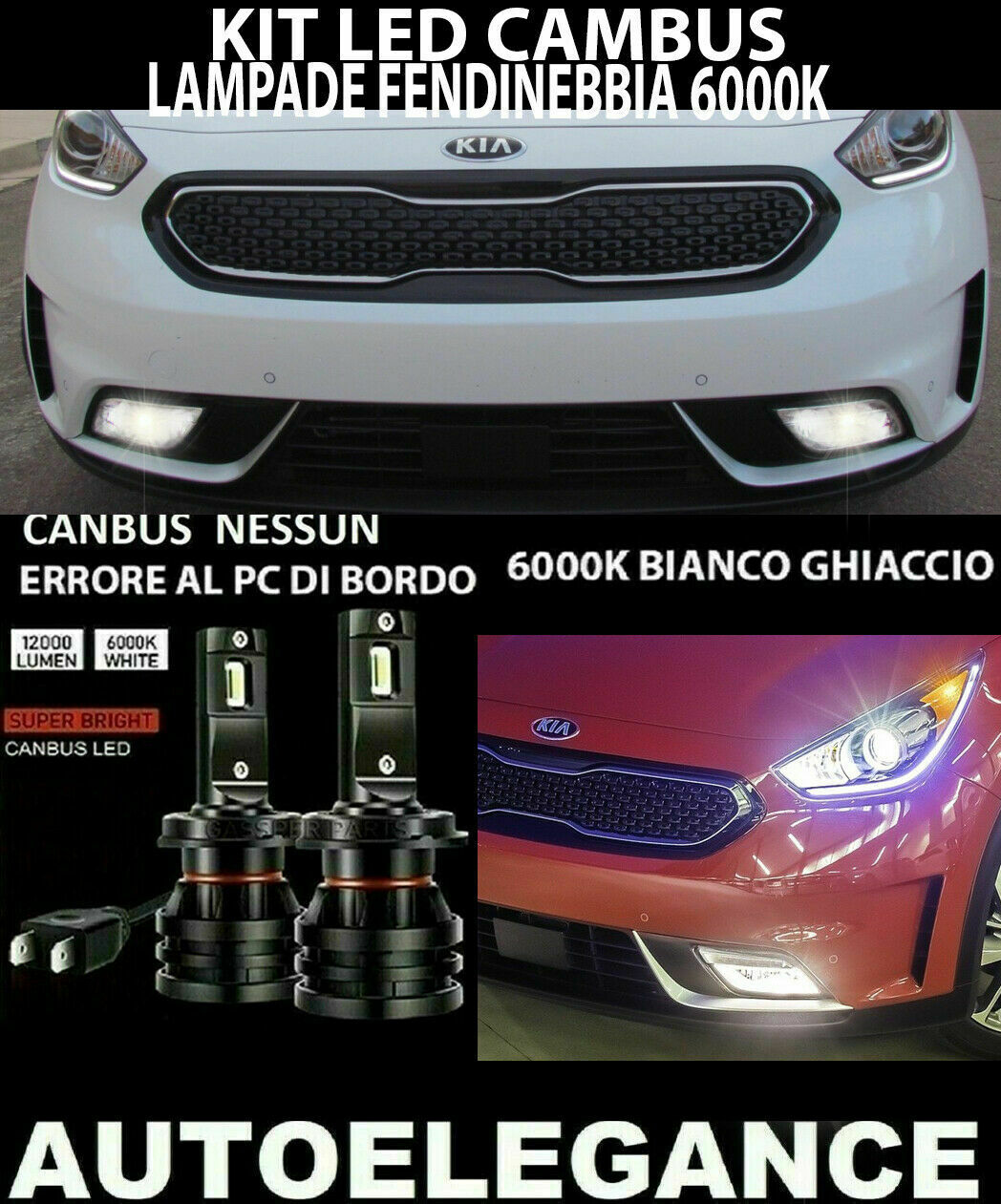 KIA NIRO PAIR OF LED FOG LIGHTS 10.000LM CAMBUS 0032