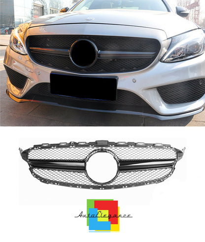 GRILLE C CLASS W205 S205 GLOSS BLACK AMG LOOK HONEYCOMB NEWS