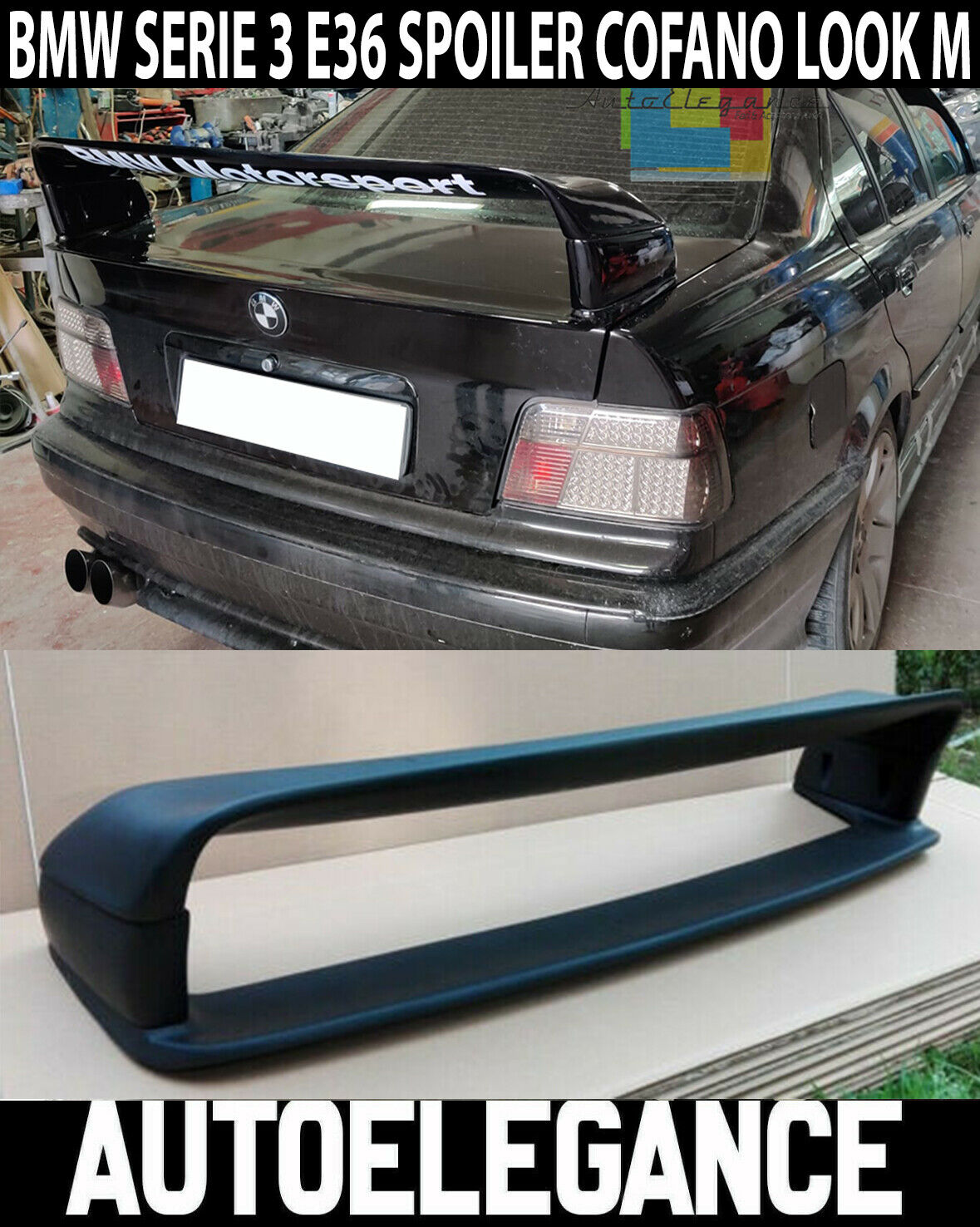 REAR TUNING SPOILER HOOD BMW SERIES 3 E36 SEDAN COUPE -1-