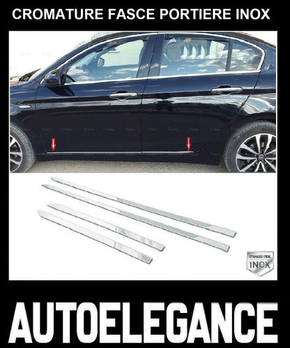 CROMATURA FASCE LATERALI PORTIERE 4PZ FIAT TIPO 2015+ ACCIAIO INOX ADESIVO 0032 AUTOELEGANCERICAMBI