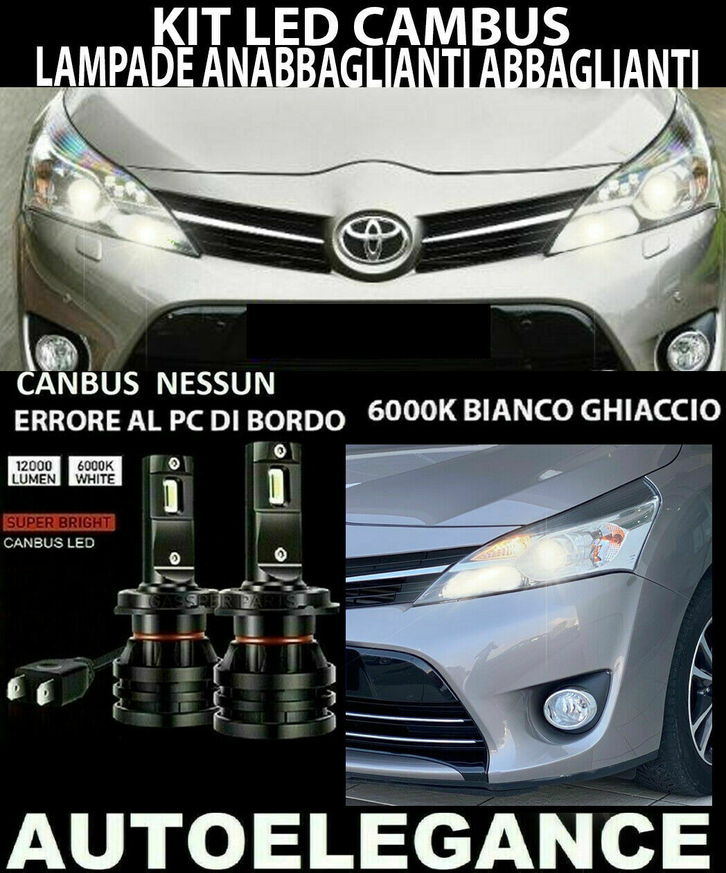 TOYOTA VERSO 2012+ LED LOW BEAM HEADLIGHTS 16,000LM CAMBUS 0032