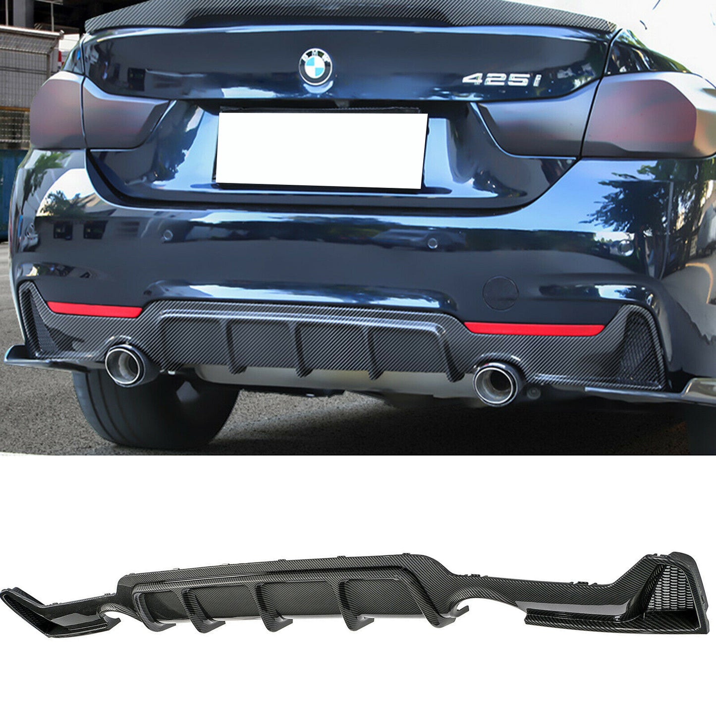 BMW SERIE 4 F32 F33 F36 SPOILER SOTTO PARAURTI POSTERIORE DIFFUSORE CARBONIO AUTOELEGANCERICAMBI