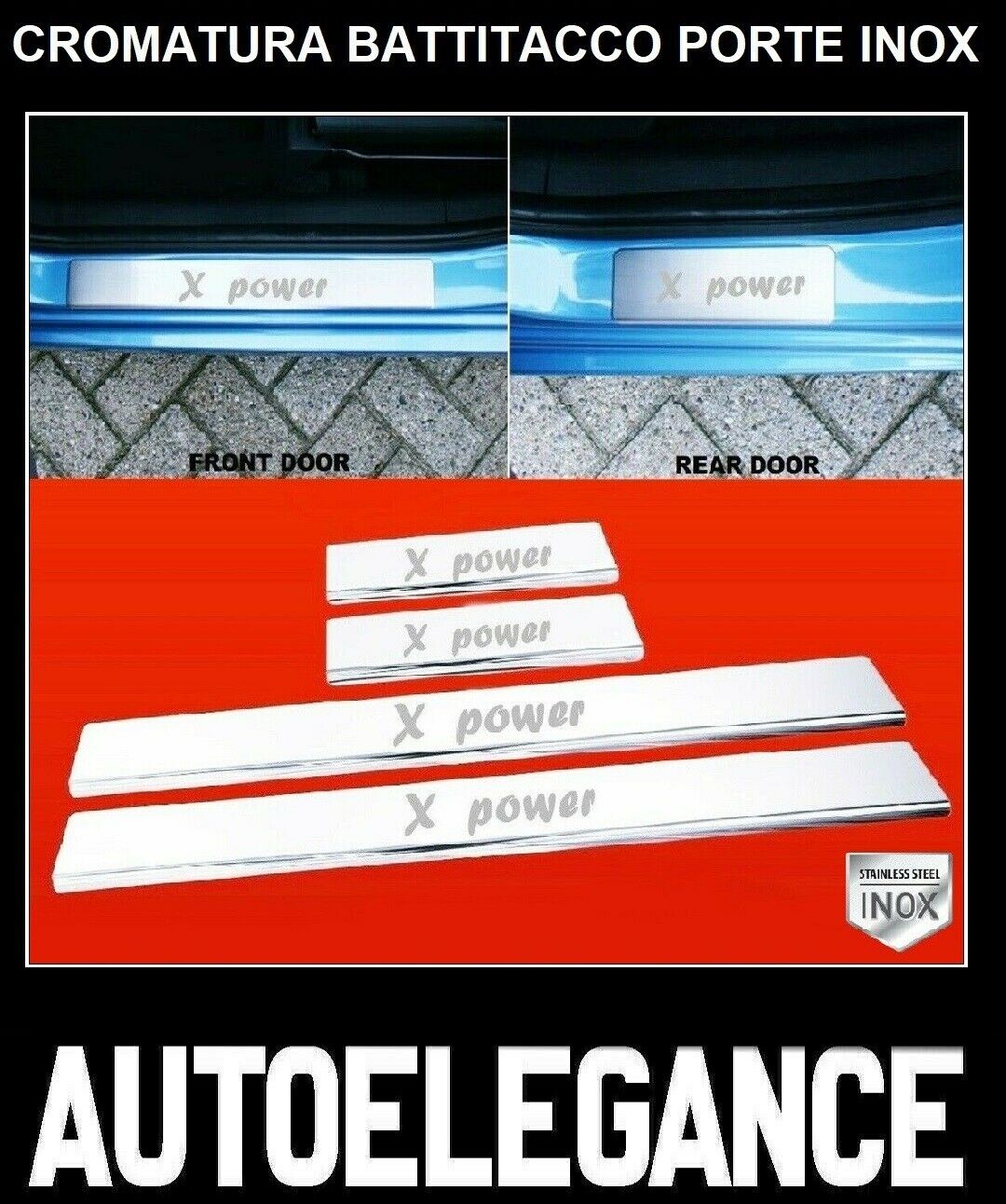 CROMATURA BATTITACCO PORTE BMW X6 E71 E72 2007-2014 ACCIAIO INOX ADESIVO 0032 AUTOELEGANCERICAMBI