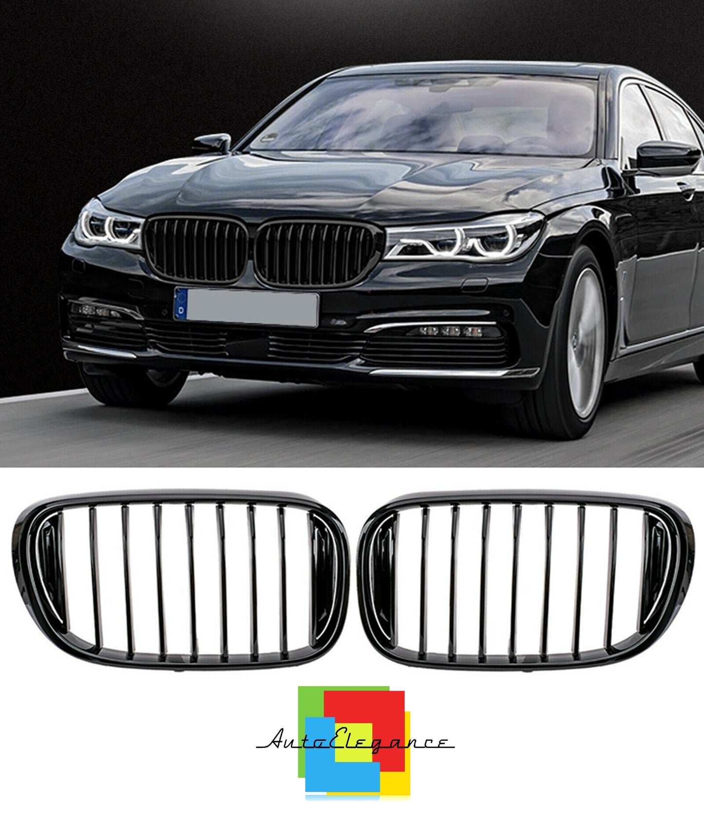 GRILLE MUSTACHE SERIES 7 G10 G11 LOOK M GLOSSY BLACK SINGLE KIDNEY NEWS
