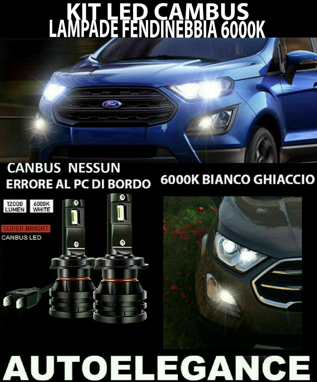 FORD ECOSPORT MK2 LED FOG LIGHTS 10.000LUMEN CAMBUS 0032