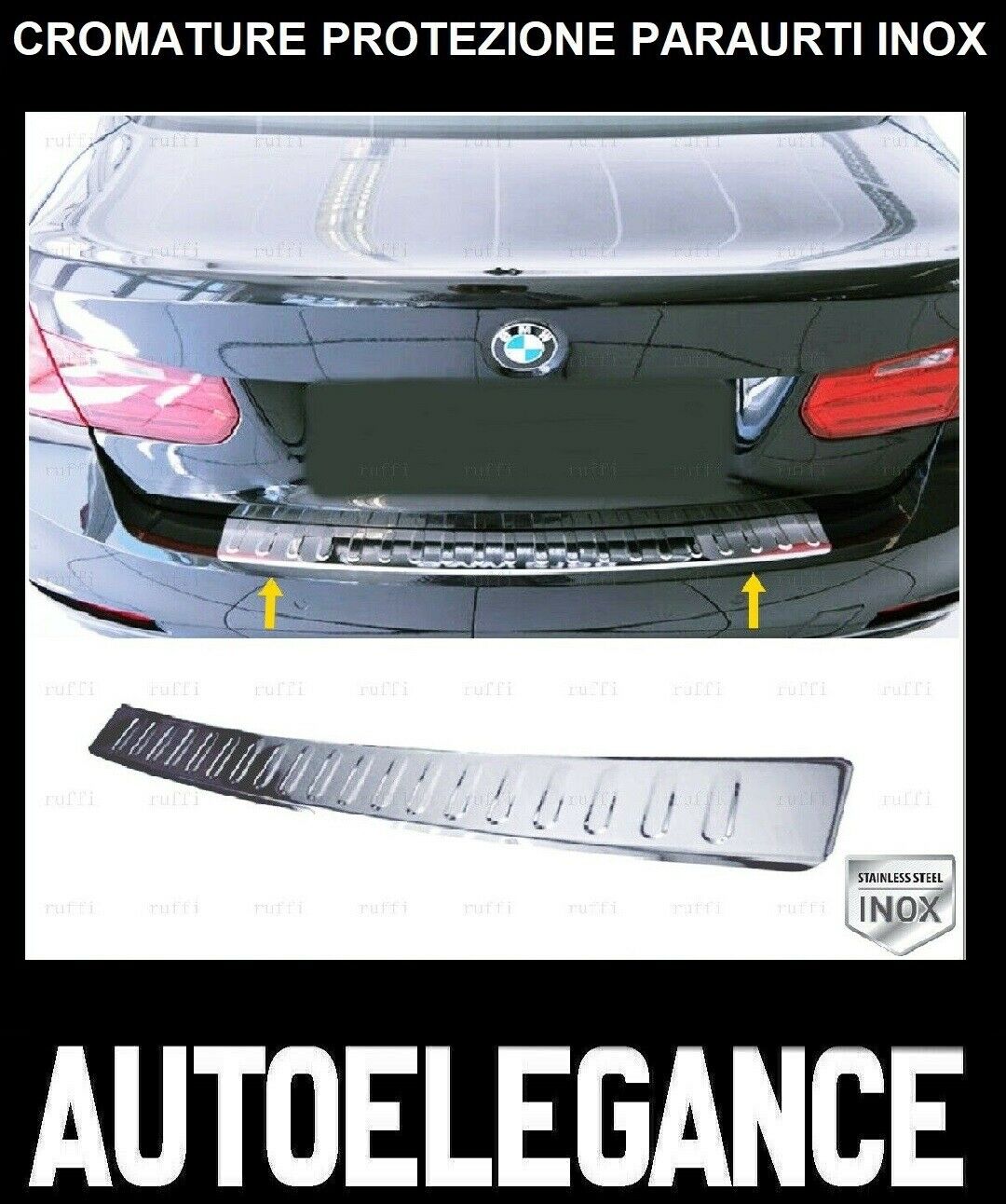 CROMATURA PROTEZIONE PARAURTI POSTERIORE BMW 3 F30 2011-2018 INOX ADESIVO 0032 AUTOELEGANCERICAMBI