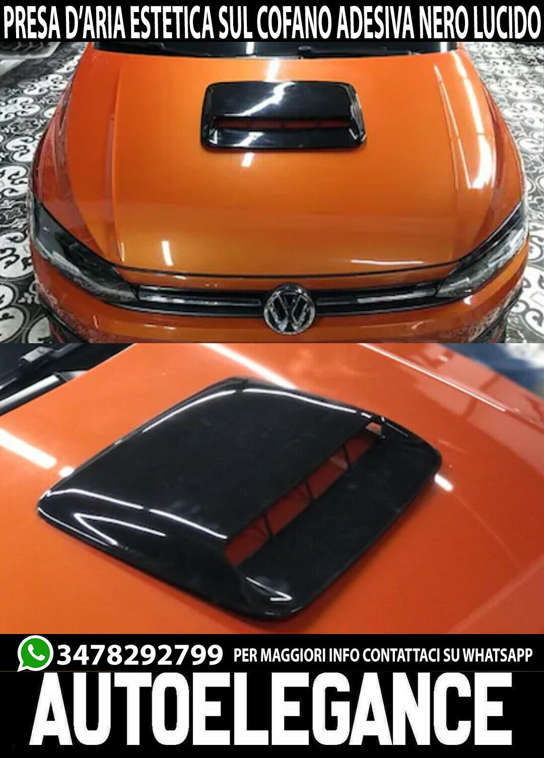 VW AIR INTAKE ON THE HOOD ADHESIVE AESTHETICS ABS 3M GLOSSY BLACK