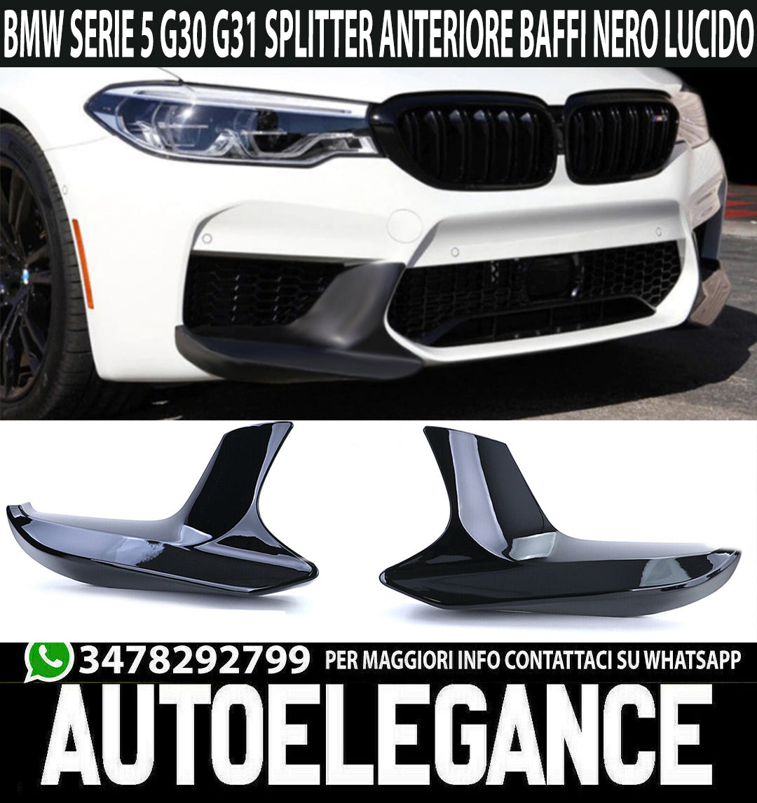 BMW 5 SERIES G30 G31 2015+ FRONT BUMPER SPLITTER GLOSSY BLACK MUSTACHE