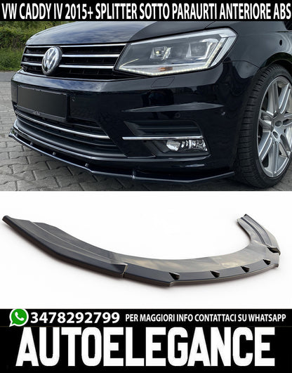 VW CADDY IV 4 2015+ FRONT BUMPER LIP GLOSSY ABS SPLITTER