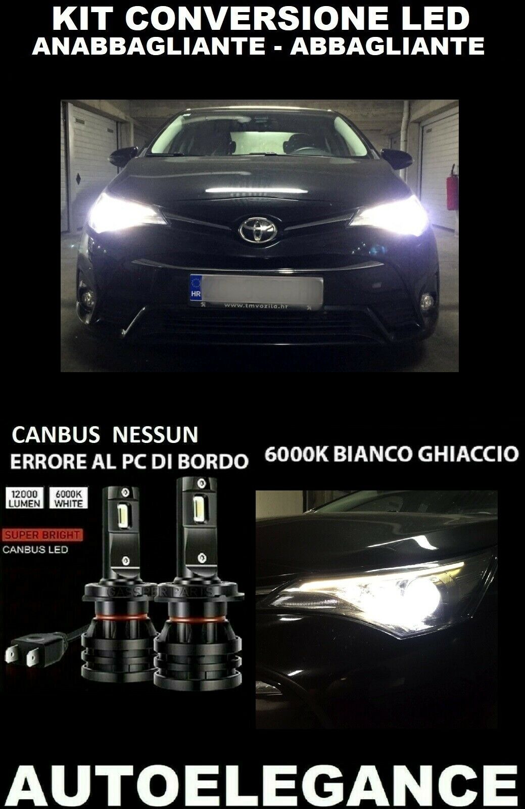 TOYOTA AVENSIS T27 LOW BEAM HIGH BEAM LED 16000LM CAMBUS 0032
