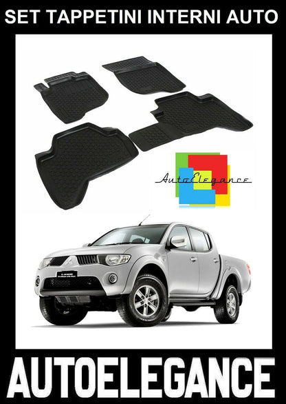 SET OF CUSTOM RUBBER CAR INTERIOR MATS MITSUBISHI L200 2006-2015 -AT-
