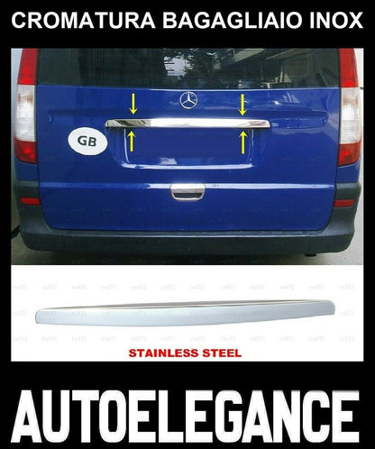 CROMATURA BAGAGLIAIO SOPRA MERCEDES VIANO W639 03-14 ACCIAIO INOX ADESIVO 0032 AUTOELEGANCERICAMBI