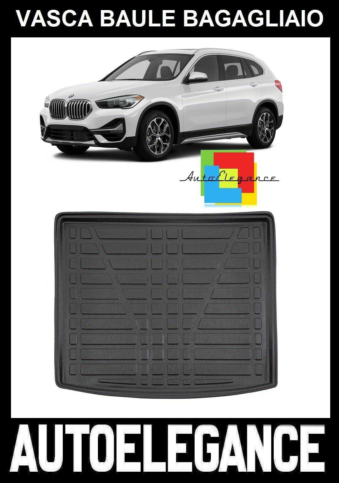 VASCA BAULE BAGAGLIAIO TAPPETO GOMMA SUPERGRIP BMW X1 F48 2016+ -AT-