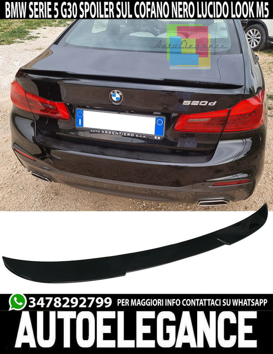 SPOILER POSTERIORE COFANO BMW SERIE 5 G30 2016+ ABS NERO LUCIDO LOOK M5 0323