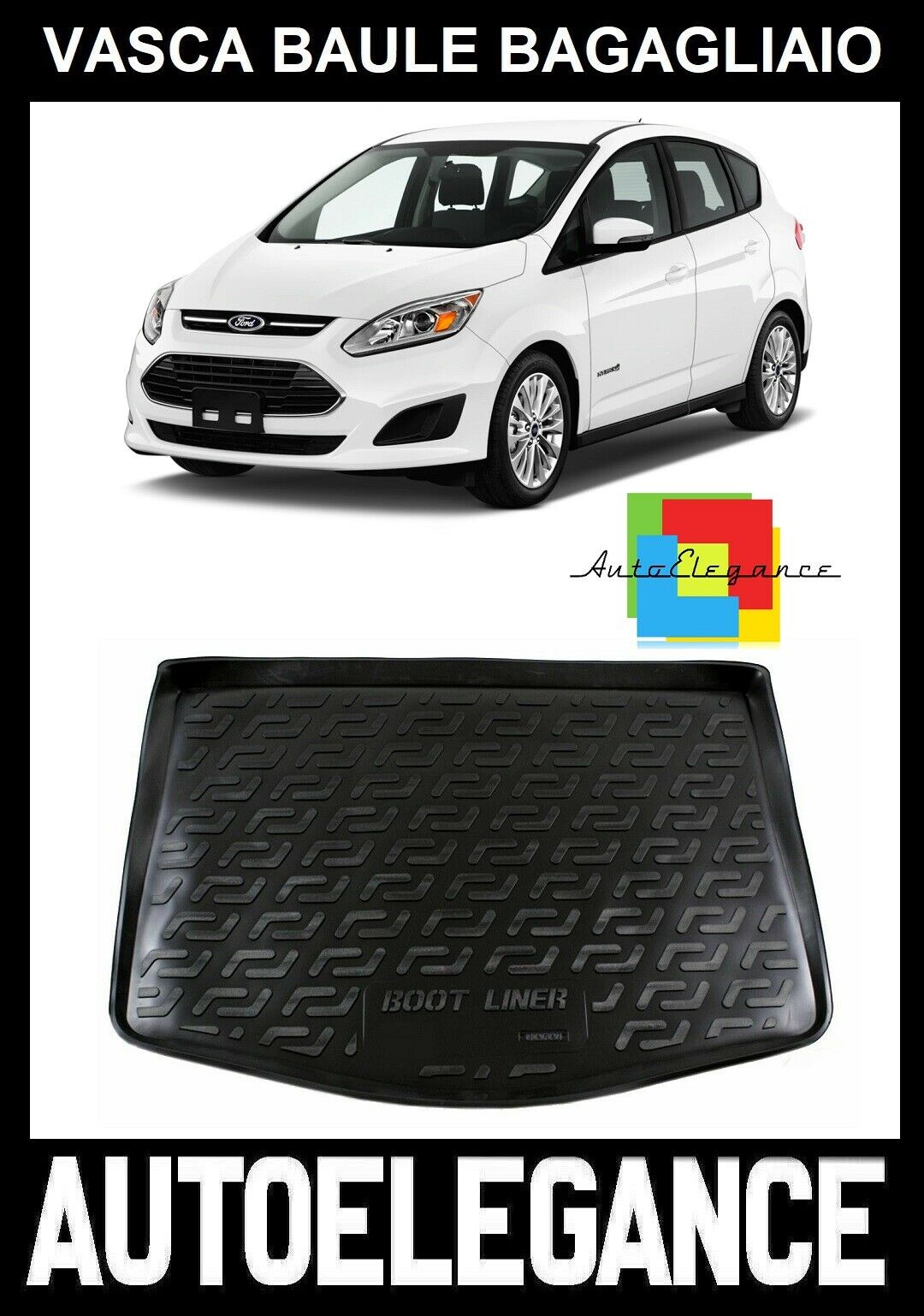 TRUNK LINER RUBBER CARPET SUPERGRIP FORD C-MAX II 2011-2019 -AT-
