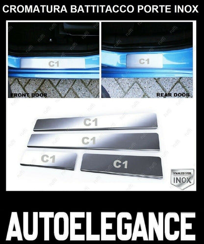 CROMATURA BATTITACCO PORTE CITROEN C1 MK1 2005-2014 ACCIAIO INOX ADESIVO 0032 AUTOELEGANCERICAMBI