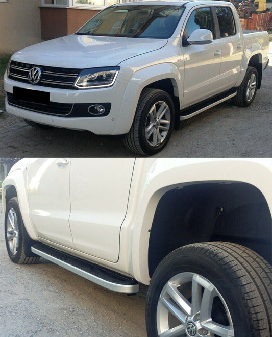 PEDANE LATERALI VW AMAROK 2010+ SOTTO PORTA IN ALLUMINIO / ABS