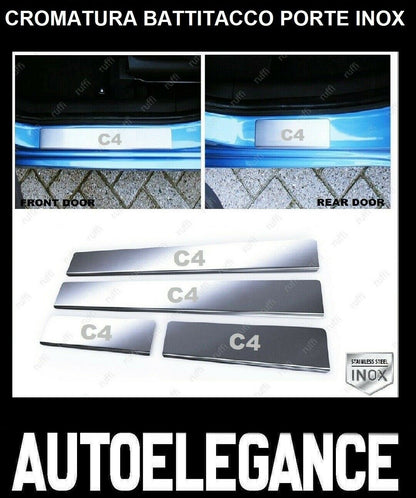 CROMATURA BATTITACCO PORTE CITROEN C4 Mk2 2010+ ACCIAIO INOX ADESIVO 0032 AUTOELEGANCERICAMBI