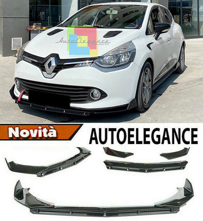 RENAULT CLIO IV 4 BLADE UNDER FRONT BUMPER IN ABS RS LOOK BLACK SPLITTER