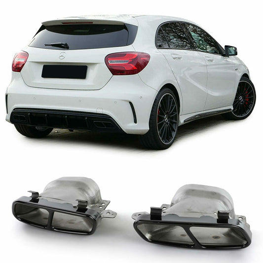 MERCEDES A-CLASS W176 2012- AMG LOOK EXHAUST TIPPER STAINLESS STEEL BLACK