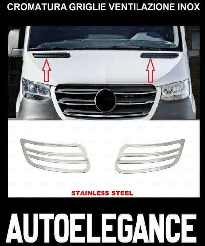 CROMATURA GRIGLIE VENTILAZIONE MERCEDES SPRINTER W907 2018+ INOX ADESIVO 0032 AUTOELEGANCERICAMBI