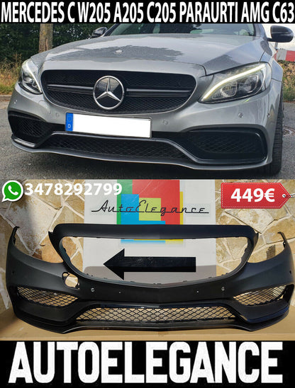 MERCEDES C W205 S205 C205 2014-2019 PARAURTI ANTERIORE AMG C63 ABS PROFILO NERO