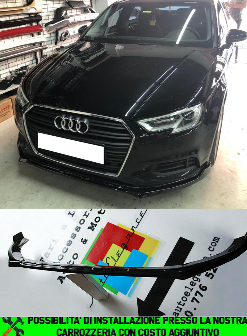 AUDI A3 8V 2016+ SPLITTER LIP SPOILER SOTTO PARAURTI ANTERIORE ABS LAMA AUTOELEGANCERICAMBI