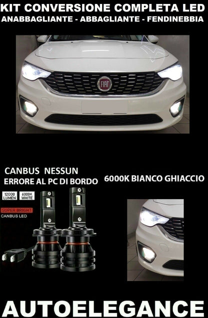 FIAT TIPO KIT LOW BEAM HIGH BEAM FOG LIGHTS LED 16.000LM CAMBUS 0032