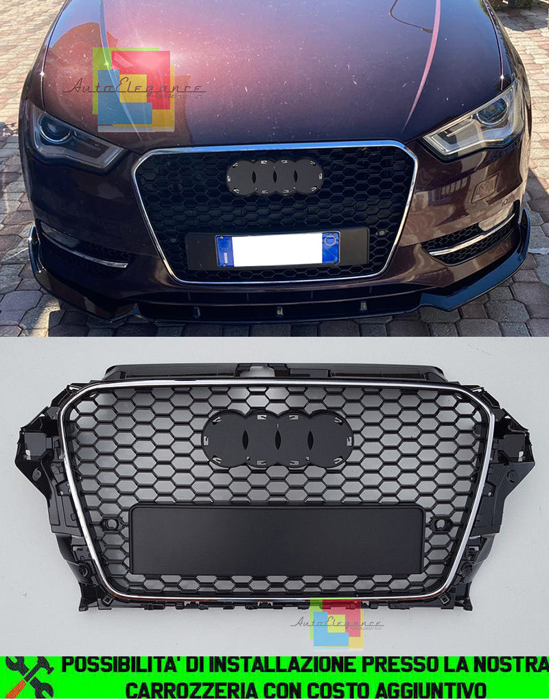 GRIGLIA ANTERIORE NO LOGO PER AUDI A3 8V 2012-2015 CALANDRA RS3 NIDO D&apos;APE