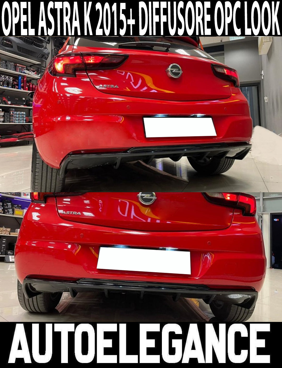 OPEL ASTRA K 2015+ REAR BUMPER DIFFUSER ABS BLACK OPC
