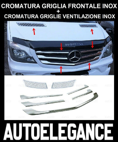 CROMATURA GRIGLIA + VENT. 5+2PZ MERCEDES SPRINTER W906 13-18 INOX ADESIVO 0032 AUTOELEGANCERICAMBI