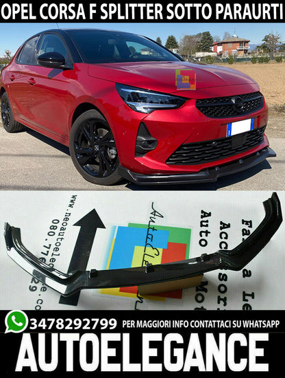 SPLITTER FOR OPEL CORSA F 2019+ FRONT BUMPER BLADE GLOSSY BLACK 0079