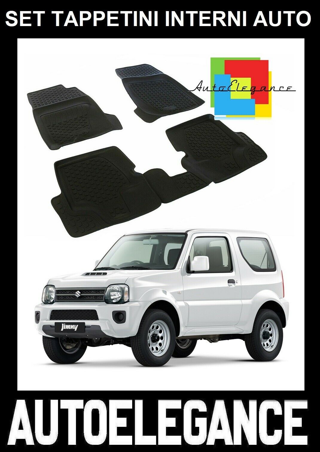 SET TAPPETINI INTERNI AUTO IN GOMMA SU MISURA SUZUKI JIMNY 1998-2018 -AT-